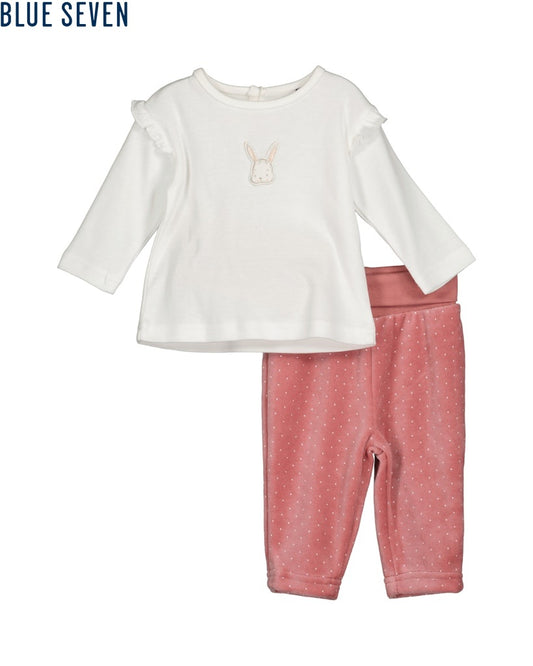 Blue Seven Baby Girls Shirt & Pants Set - Off White & Stone