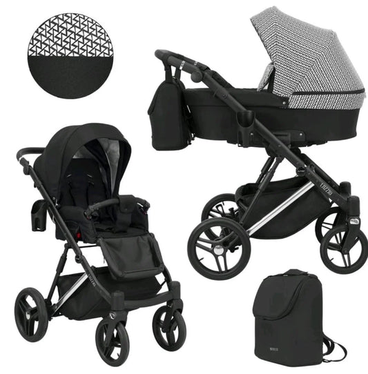 LAZZIO PREMIUM 03 CZARNY YGZAK+BASE+CARSEAT+CARRYCOT+BAG