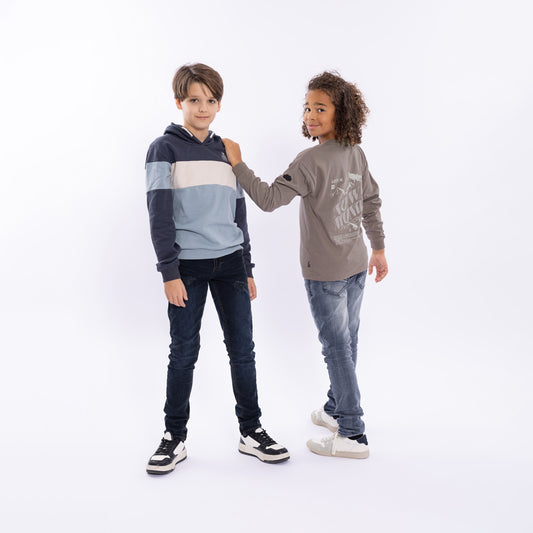No Way Monday Boys Colour-Block Hoodie - Anthracite