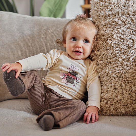 Dirkje Girls Long-Sleeve Hedgehog T-Shirt - Off White