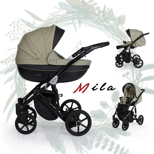 MILA 8 JEANS GRAFIT +BASE+CARSEAT+CARRYCOT+BAG