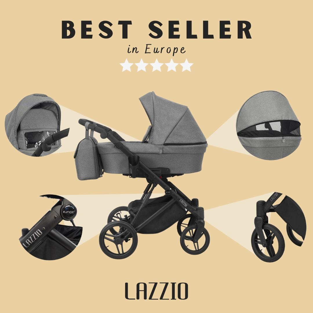 LAZZIO PREMIUM 03 CZARNY YGZAK+BASE+CARSEAT+CARRYCOT+BAG