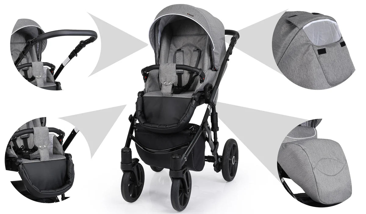 MILA 8 JEANS GRAFIT +BASE+CARSEAT+CARRYCOT+BAG