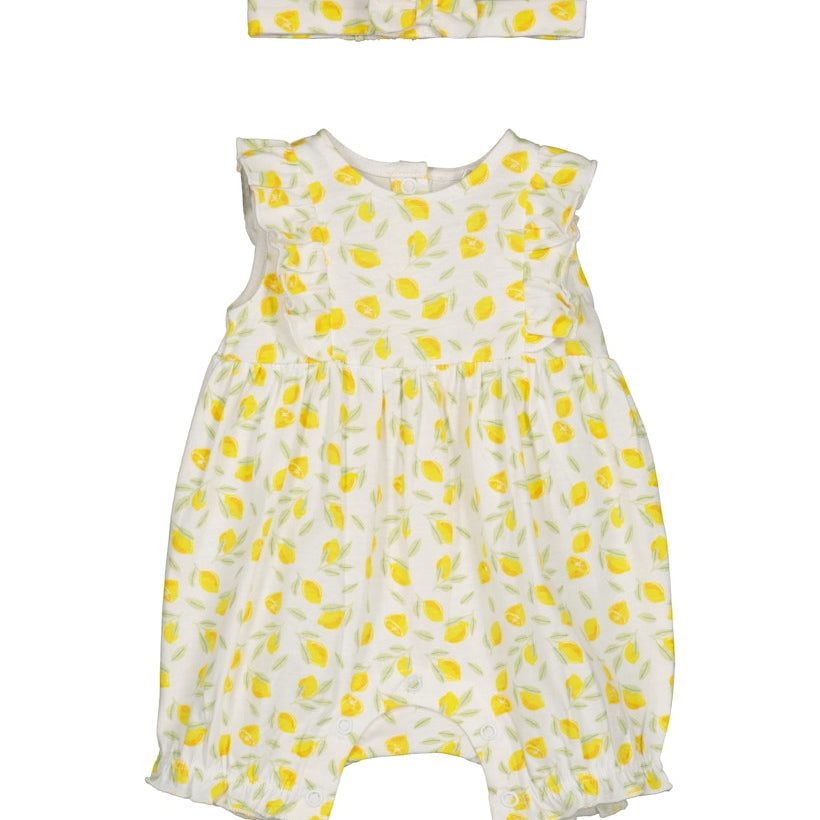 Baby girls short romper with hair band