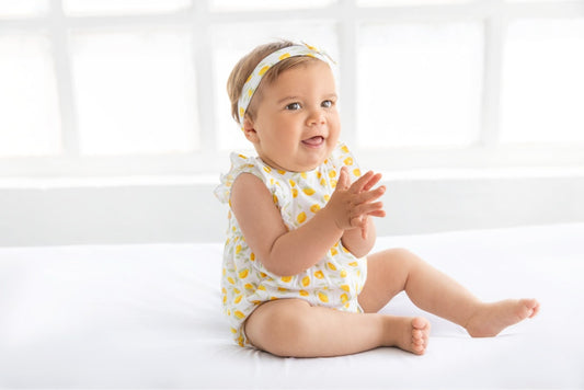 Baby girls short romper with hair band