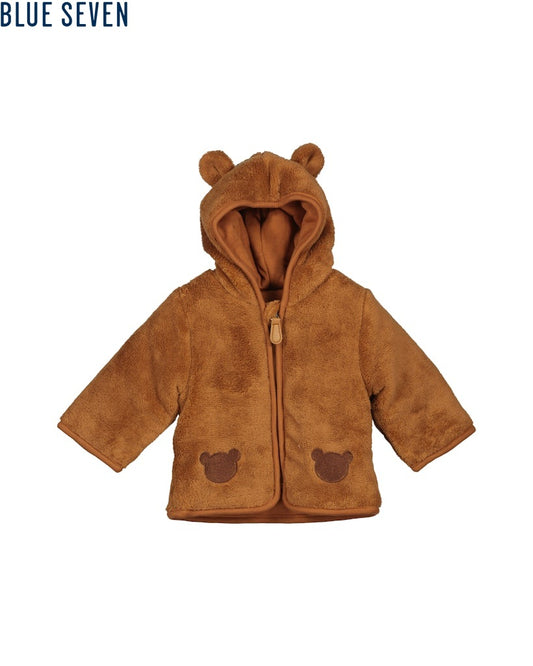 Blue Seven Unisex Baby Bear-Ear Fleece Jacket - Nut