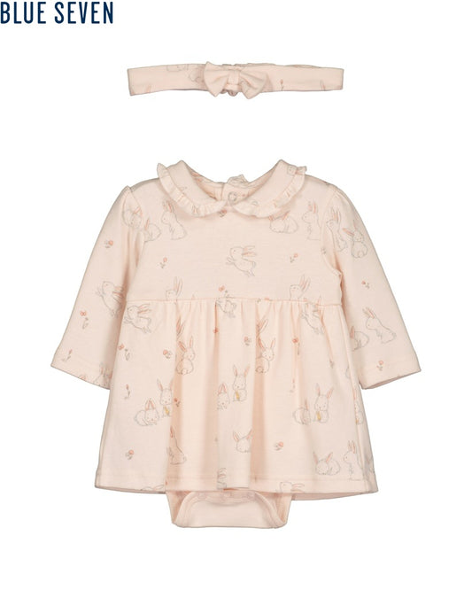 Blue Seven Baby Girls Dress with Bodysuit - Stone & Mauve