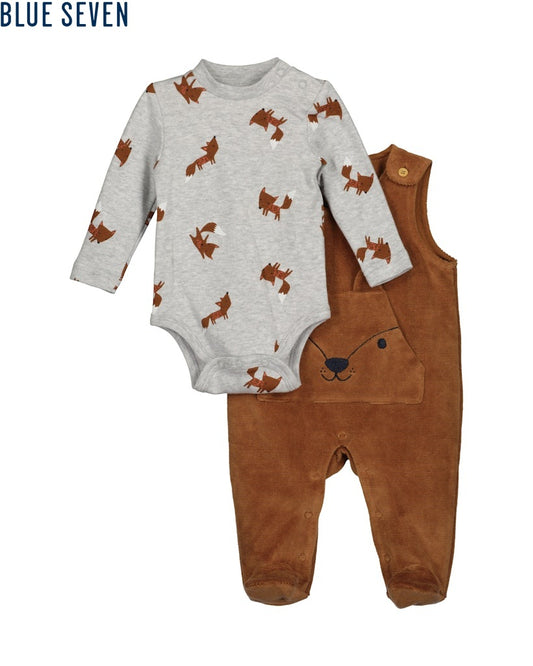 Blue Seven Baby Boys Romper & Bodysuit Set - Nut