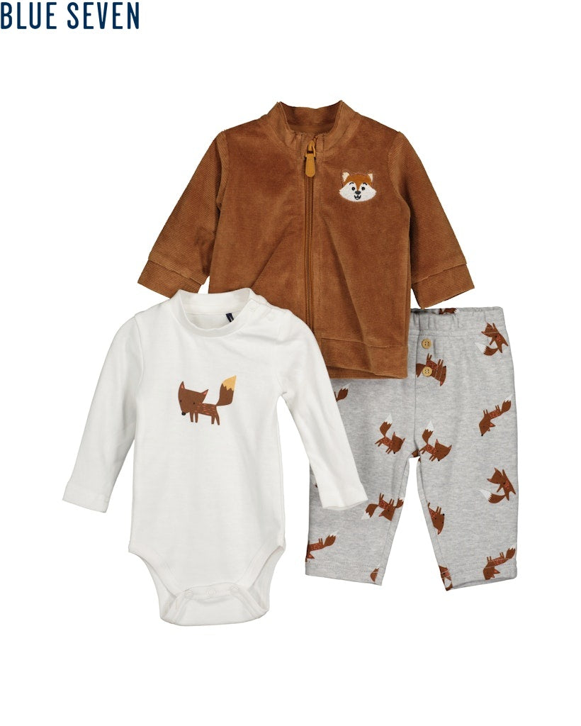 Blue Seven Baby Boys 3-Piece Bodysuit, Pants & Jacket Set - Nut