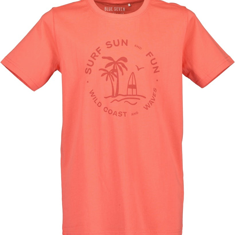 Boys Knitted T-Shirt – Tomato Red & Medium Blue