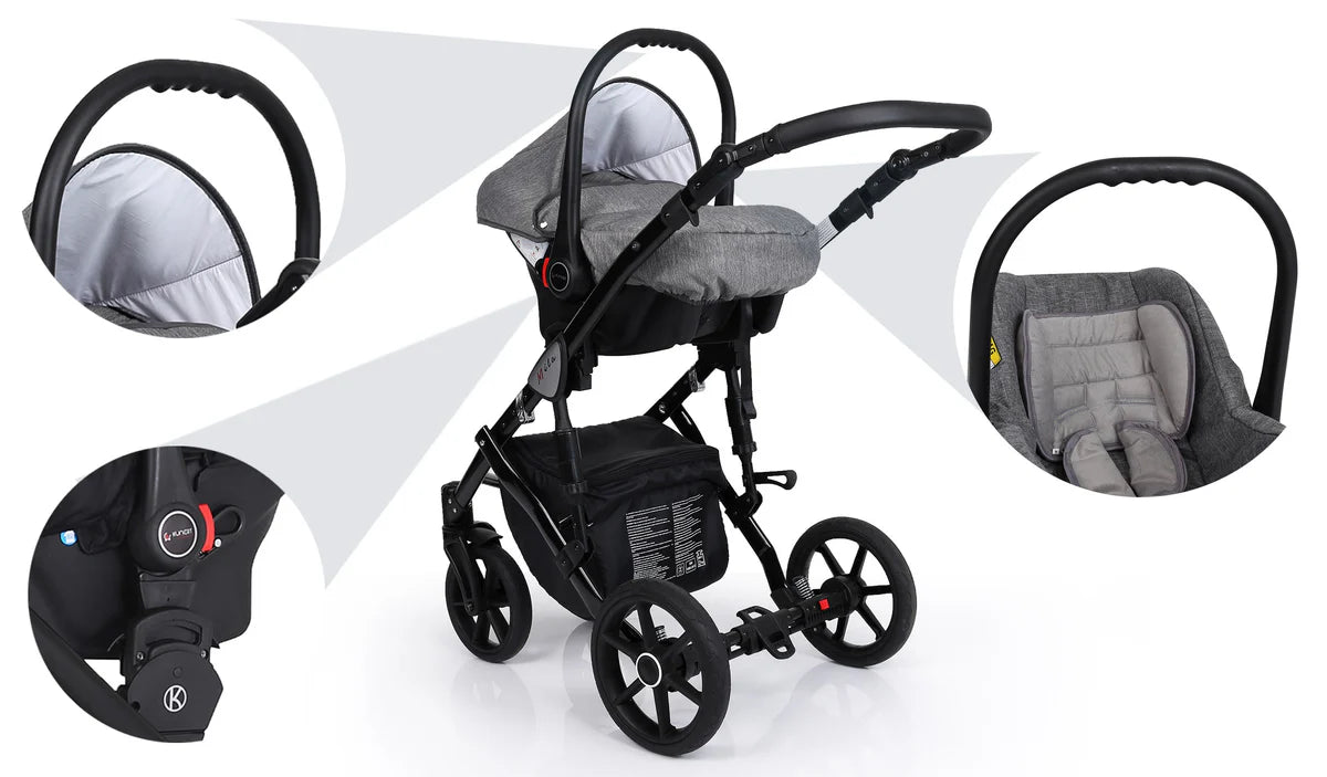 MILA 8 JEANS GRAFIT +BASE+CARSEAT+CARRYCOT+BAG