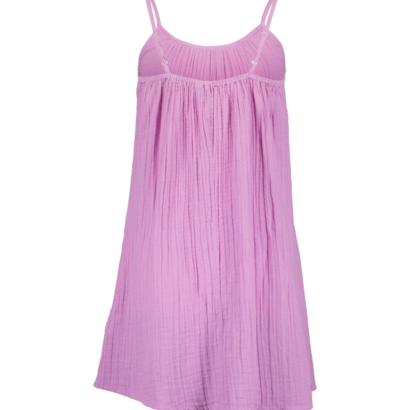 Girls Woven Dress – White & Lilac