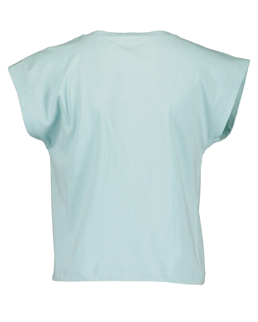 Girls Knitted T-Shirt – White & Glacier