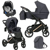 LAZZIO PREMIUM 03 CZARNY YGZAK+BASE+CARSEAT+CARRYCOT+BAG