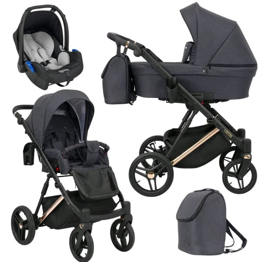 LAZZIO PREMIUM 03 CZARNY YGZAK+BASE+CARSEAT+CARRYCOT+BAG