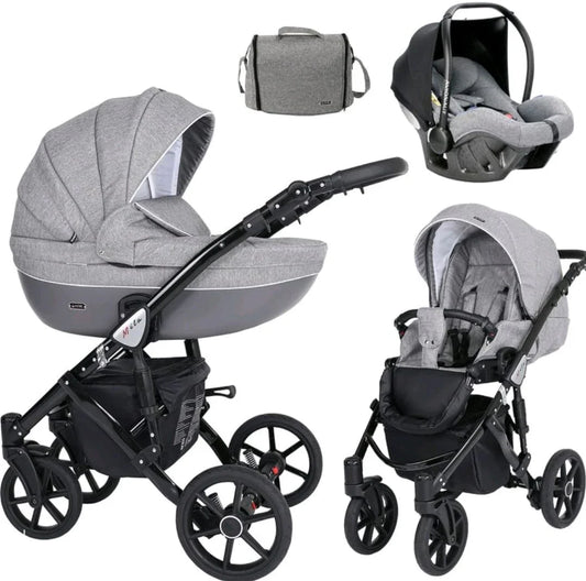 MILA 8 JEANS GRAFIT +BASE+CARSEAT+CARRYCOT+BAG