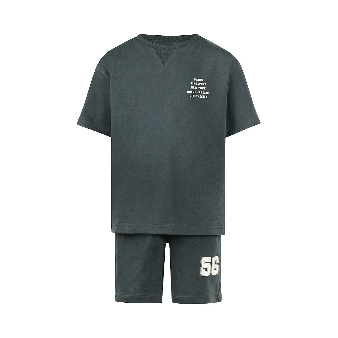 No Way Monday 2-Piece Loose Fit Set – T-Shirt & Jogging Shorts | Anthracite