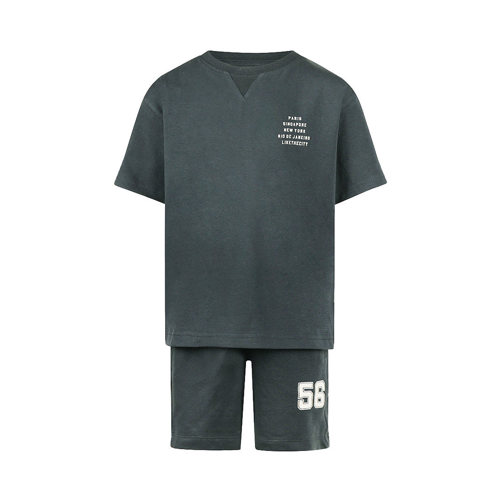 No Way Monday 2-Piece Loose Fit Set – T-Shirt & Jogging Shorts | Anthracite