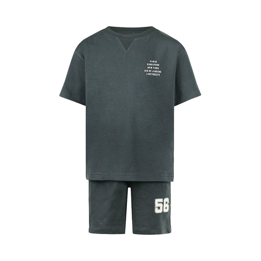 No Way Monday 2-Piece Loose Fit Set – T-Shirt & Jogging Shorts | Anthracite