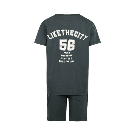 No Way Monday 2-Piece Loose Fit Set – T-Shirt & Jogging Shorts | Anthracite