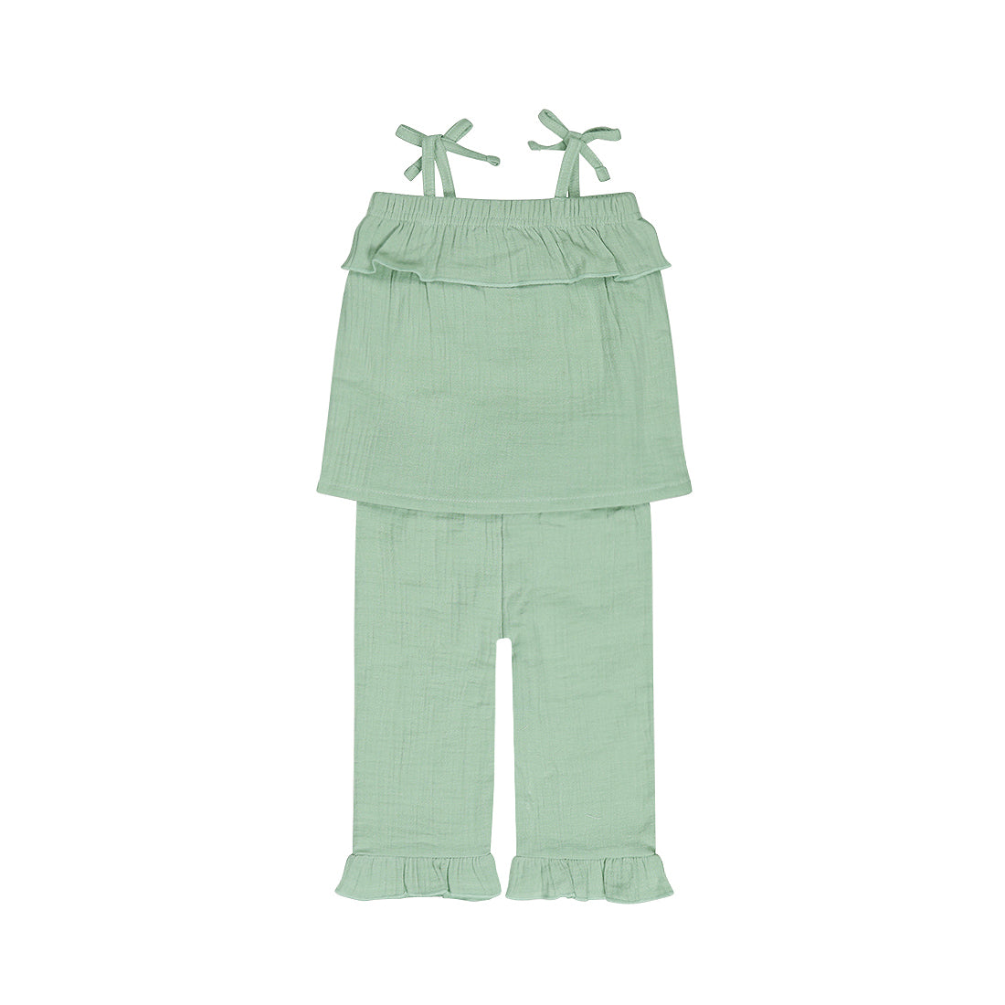 Kids 2-Piece Set – Top & Wide Leg Trousers | Aqua Green