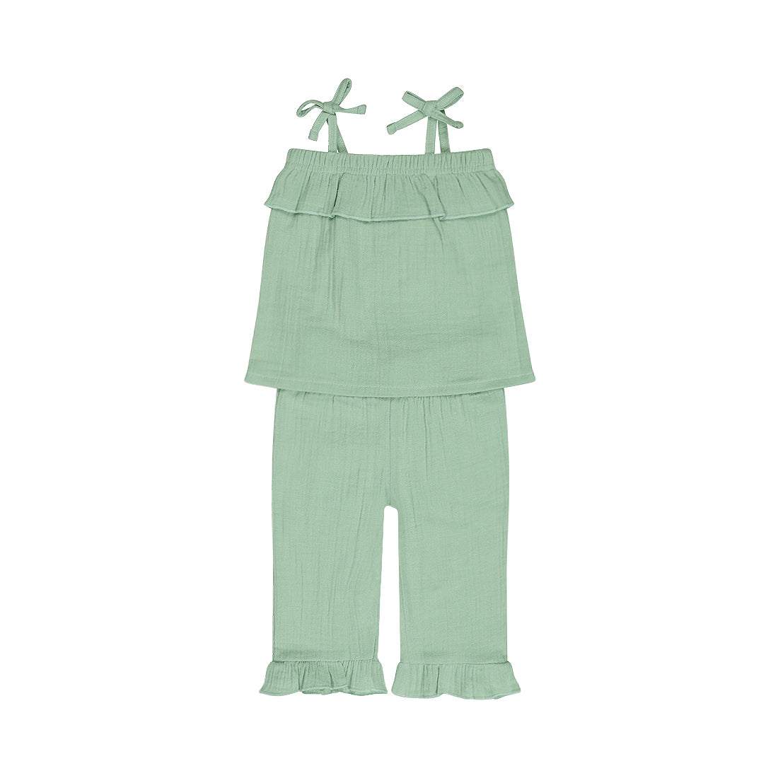 Kids 2-Piece Set – Top & Wide Leg Trousers | Aqua Green