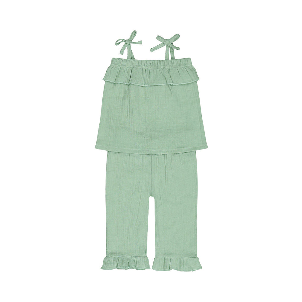 Kids 2-Piece Set – Top & Wide Leg Trousers | Aqua Green