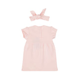 Baby Girl Short Sleeve Dress & Headband – Soft Pink
