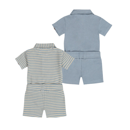 Baby 4-Piece Set – Short Sleeve Body & Shorts 2-Pack | Blue