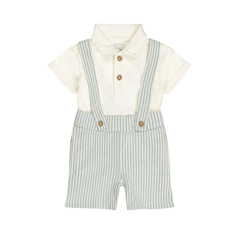 Baby 3-Piece Set – Polo Shirt, Shorts & Suspenders | Blue