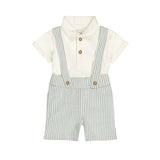 Baby 3-Piece Set – Polo Shirt, Shorts & Suspenders | Blue