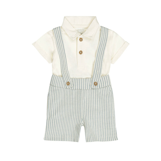 Baby 3-Piece Set – Polo Shirt, Shorts & Suspenders | Blue