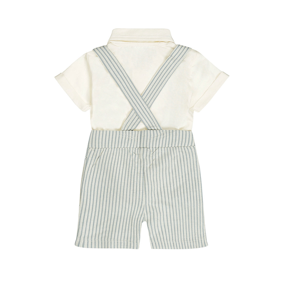 Baby 3-Piece Set – Polo Shirt, Shorts & Suspenders | Blue