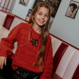 No Way Monday Girls Dropped-Shoulder Knit Sweater - Red