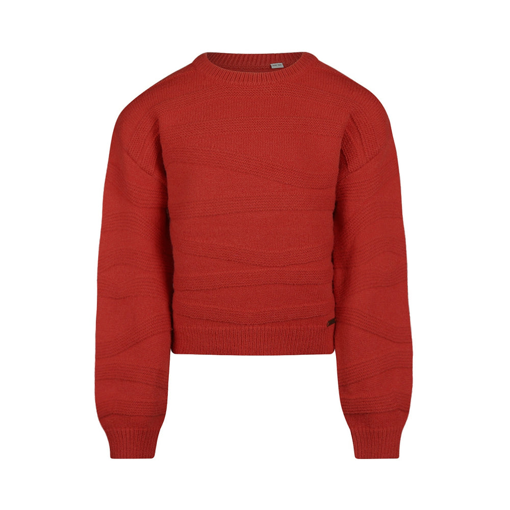 No Way Monday Girls Dropped-Shoulder Knit Sweater - Red