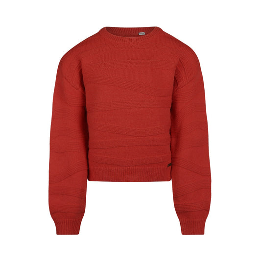 No Way Monday Girls Dropped-Shoulder Knit Sweater - Red