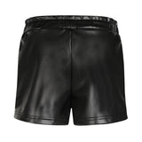 No Way Monday Girls Leather-Look Shorts - Black