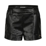 No Way Monday Girls Leather-Look Shorts - Black