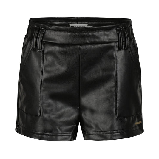 No Way Monday Girls Leather-Look Shorts - Black