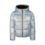 No Way Monday Girls Metallic Hooded Puffer Jacket - Blue