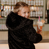 No Way Monday Girls Hooded Faux-Fur Jacket - Black