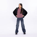 No Way Monday Girls Hooded Faux-Fur Jacket - Black