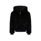 No Way Monday Girls Hooded Faux-Fur Jacket - Black