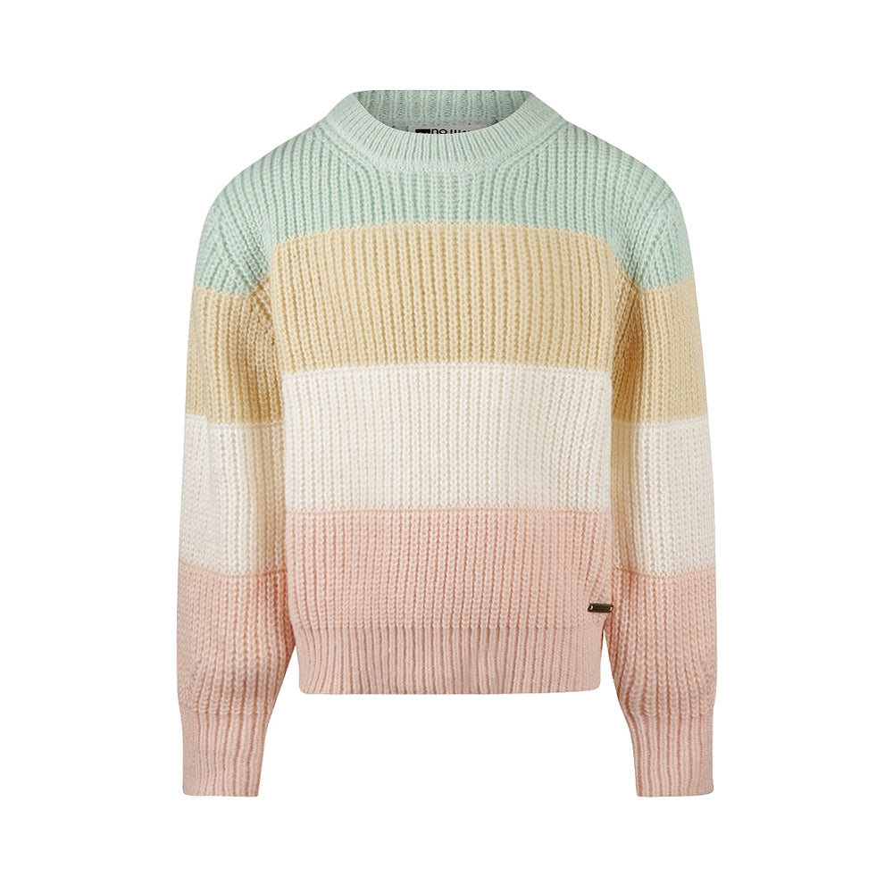 No Way Monday Girls Pastel Striped Knit Sweater - Multicolour