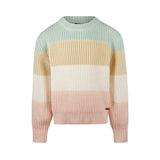 No Way Monday Girls Pastel Striped Knit Sweater - Multicolour