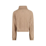 No Way Monday Girls Cable-Knit Turtleneck Sweater - Taupe
