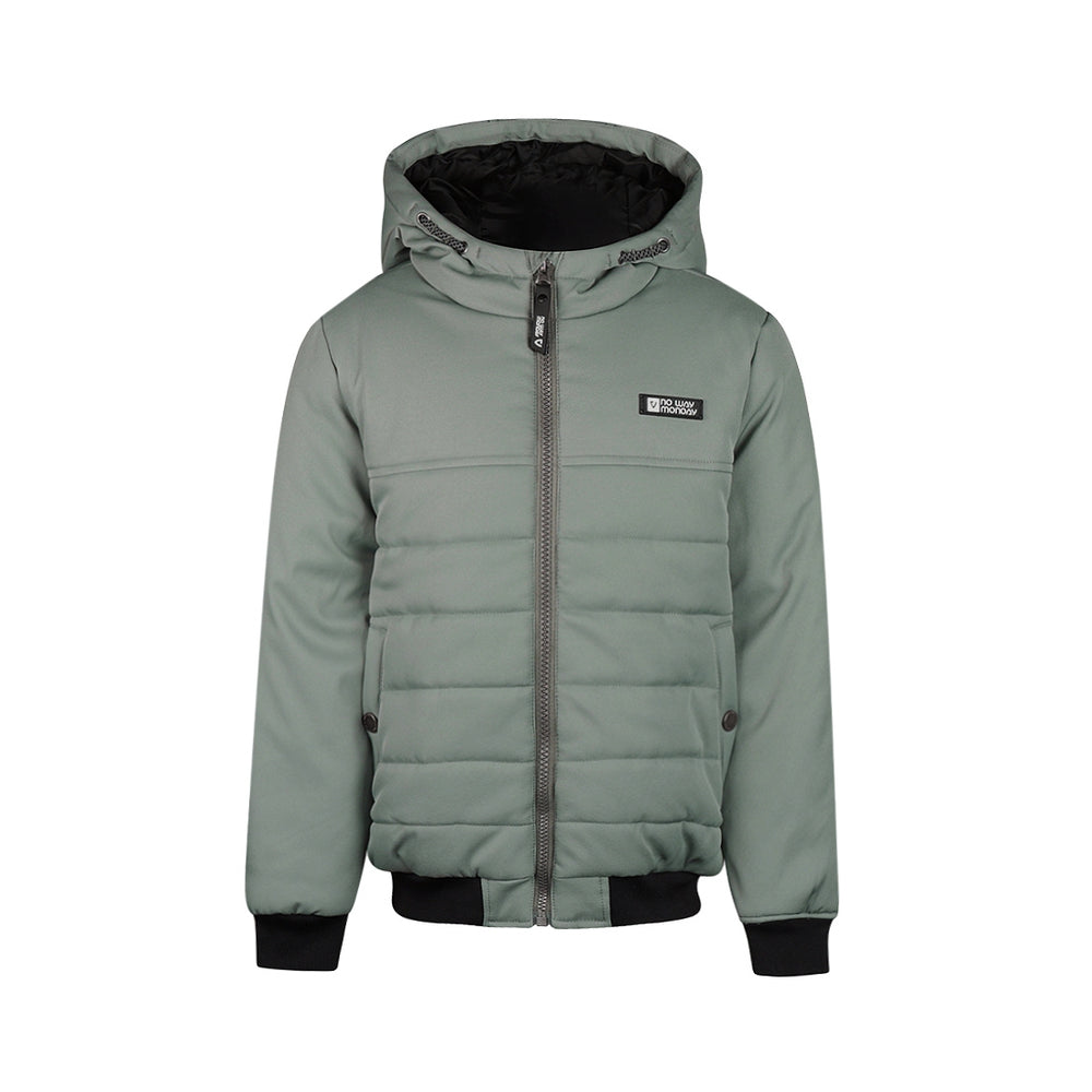 No Way Monday Boys Water-Repellent Hooded Jacket - Faded Green