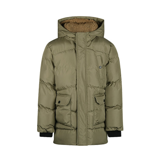 No Way Monday Boys Water-Repellent Hooded Parka - Army Green