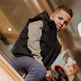 No Way Monday Boys Water-Repellent Hooded Puffer Jacket - Black