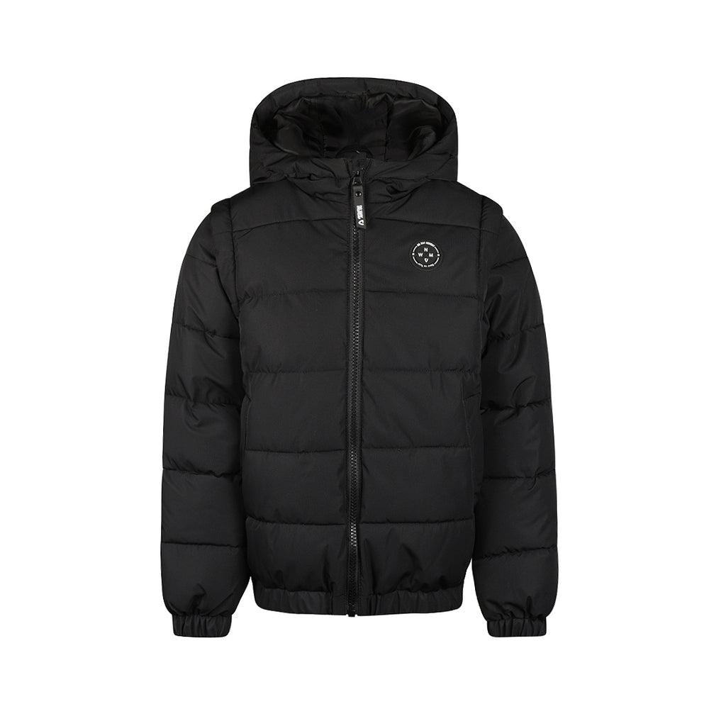 No Way Monday Boys Water-Repellent Hooded Puffer Jacket - Black